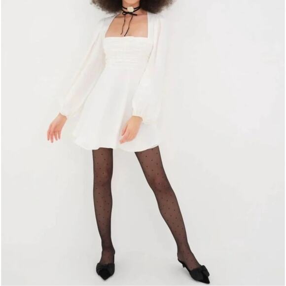 (S) NWT $255 NEW FOR LOVE & LEMONS beatrice mini dress in white - Picture 2 of 7